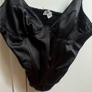 Black satin bustiers